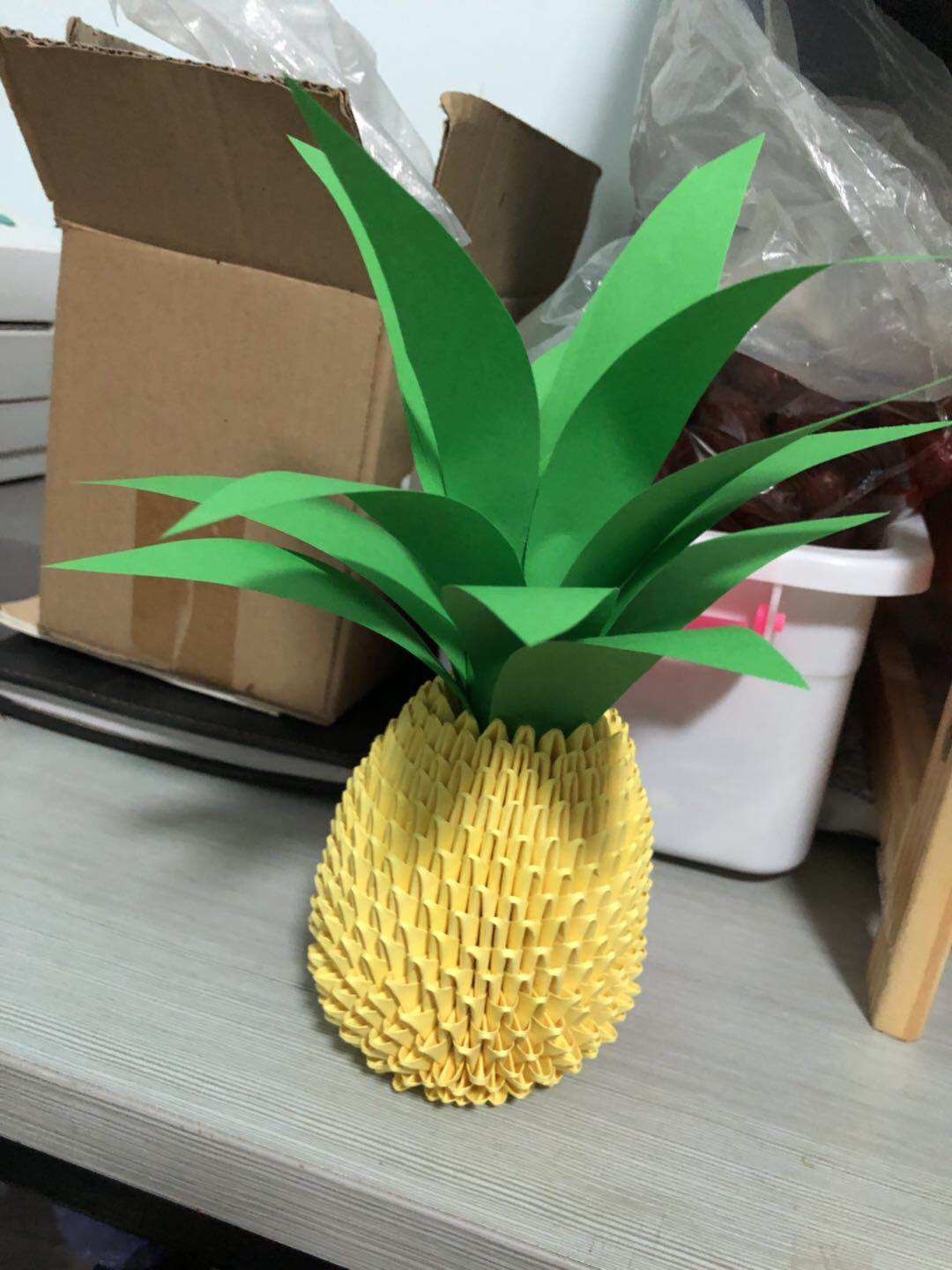 浩博生日材料折纸立体三角礼物diy黄菠萝创意手工折纸