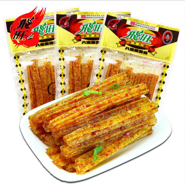 湖南辣条零食儿时飞旺辣条丝小麻辣素火爆鸡筋百味丝口味混搭一箱