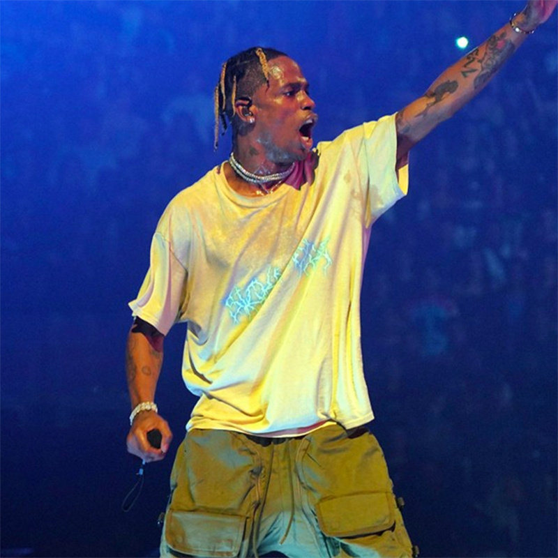 travis闪电scott印花短袖ts同款潮流fog高街t恤