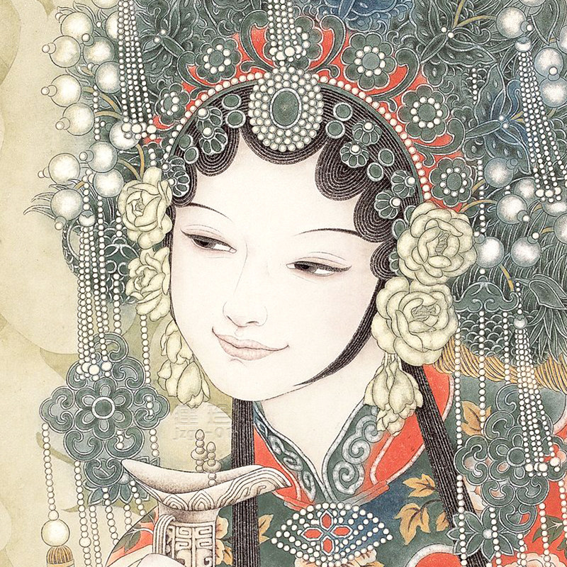 3款戏曲京剧人物景泰蓝掐丝沙画材料套装50*85cm客厅装饰画竖版