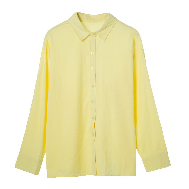 黄衬衫衬衫少女长袖学院小开小清新宽松学生chic衬衫