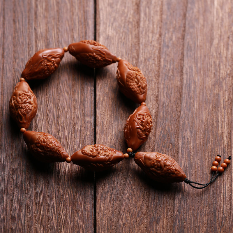 橄榄九龙达摩祖师手串胡核雕佛珠手链男女文玩手链