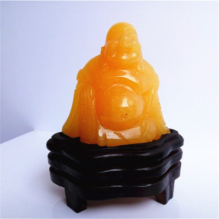 老矿真品天然黄玉大肚笑面弥勒摆件玉石佛祖镇摆件