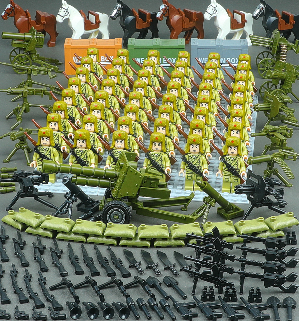 乐高积木人志愿军抗美援朝八路军小人二战战士兵人男孩塑料积木