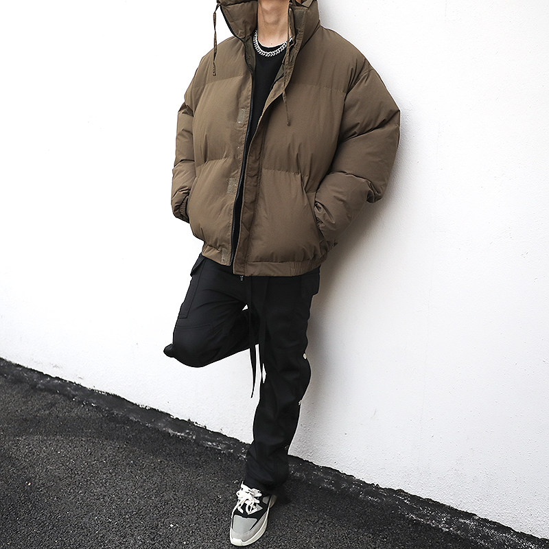 fog同款高街风纯色面包棉衣国潮百搭夹棉加厚棉衣