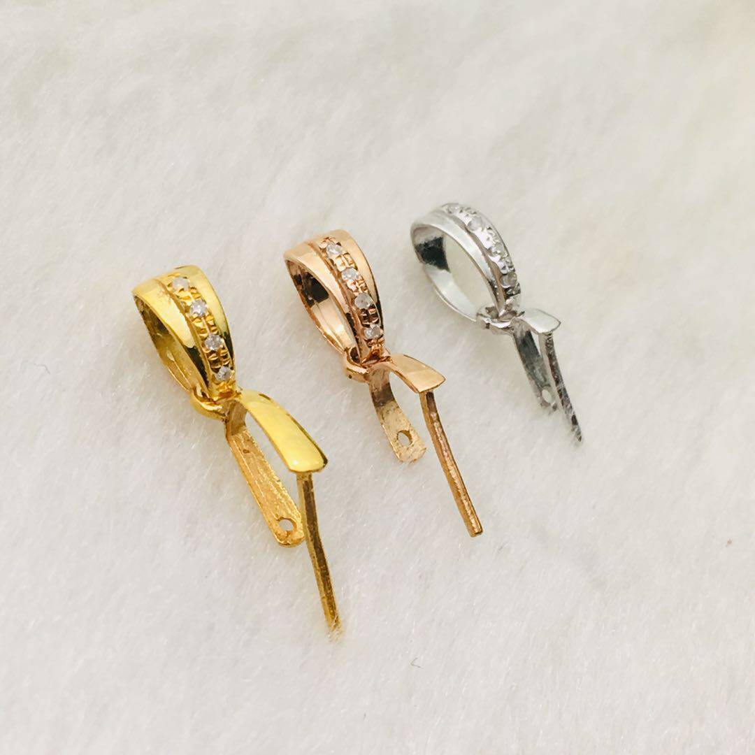 18k翡翠玉石蜜蜡树叶观音扣佛坠扣金扣头扣玉扣