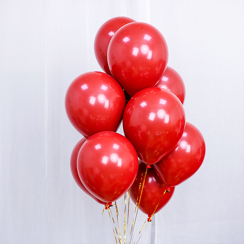 网红红气球石榴红双层婚房布置结婚轻汽球装饰氦气飘空球情人节品