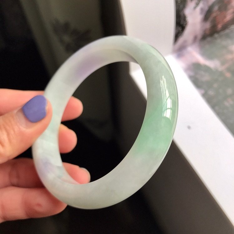 花想容天然翡翠货糯冰种紫加手镯圈口5758手镯