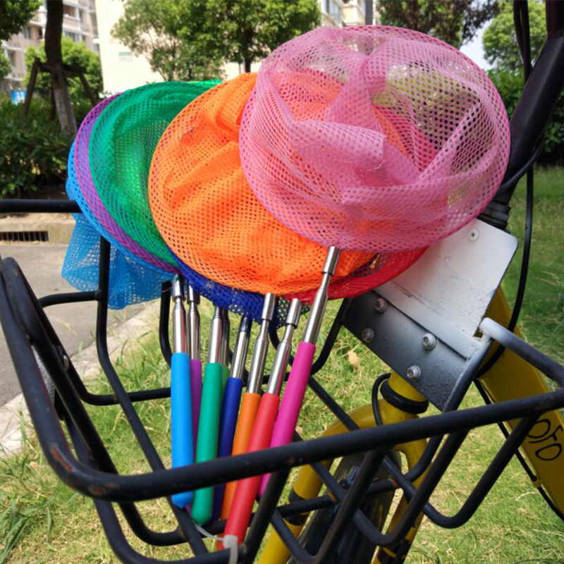 捞鱼网兜儿童捕蝴蝶网不锈钢伸缩抄网竹子网扑蜻蜓网儿童户外玩具
