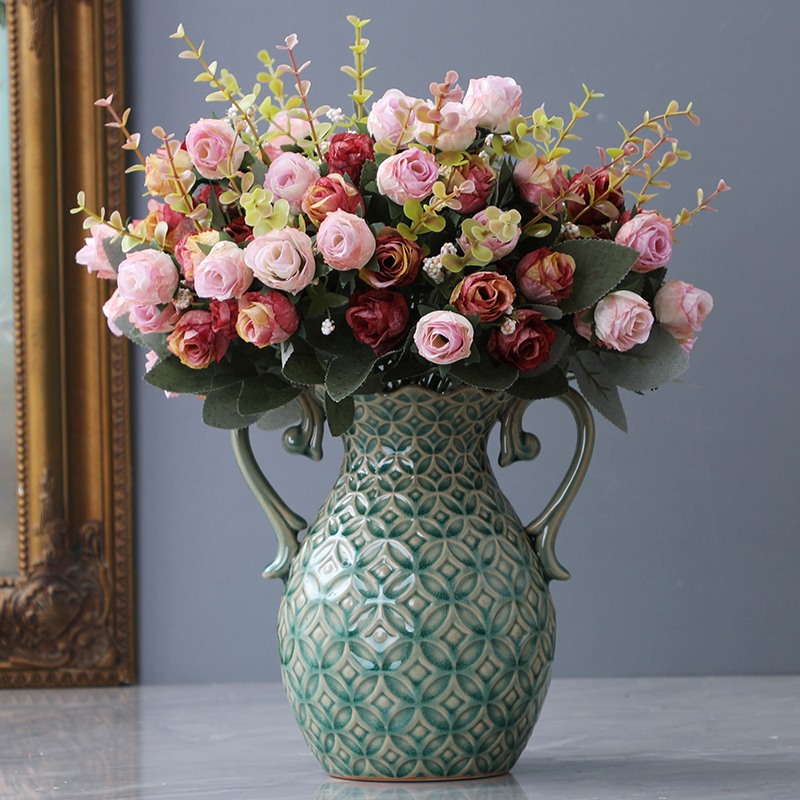 美式陶瓷花瓶客厅桌面插花艺花艺术创意欧式花瓶