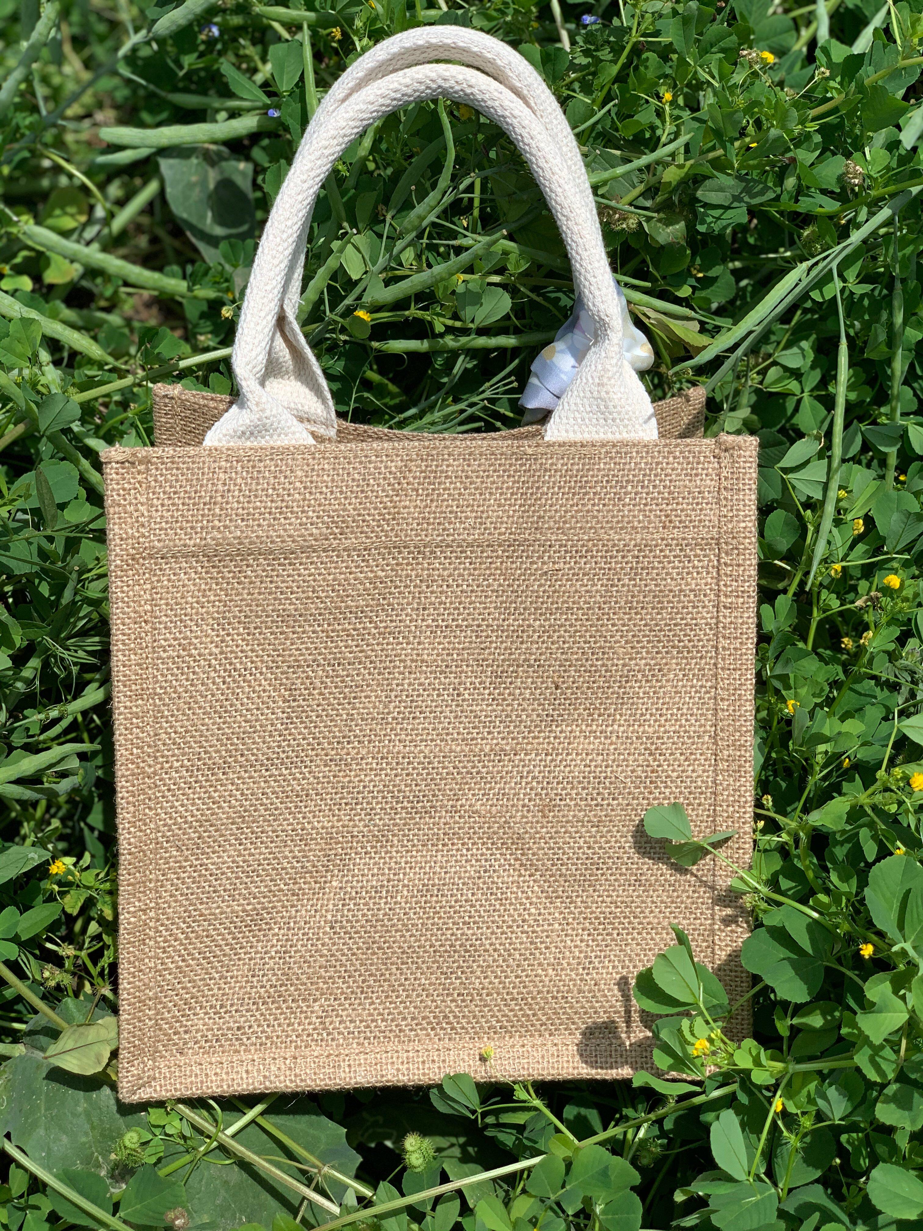 2021新款青苔a6麻布布包手提黄麻袋子diy托特包