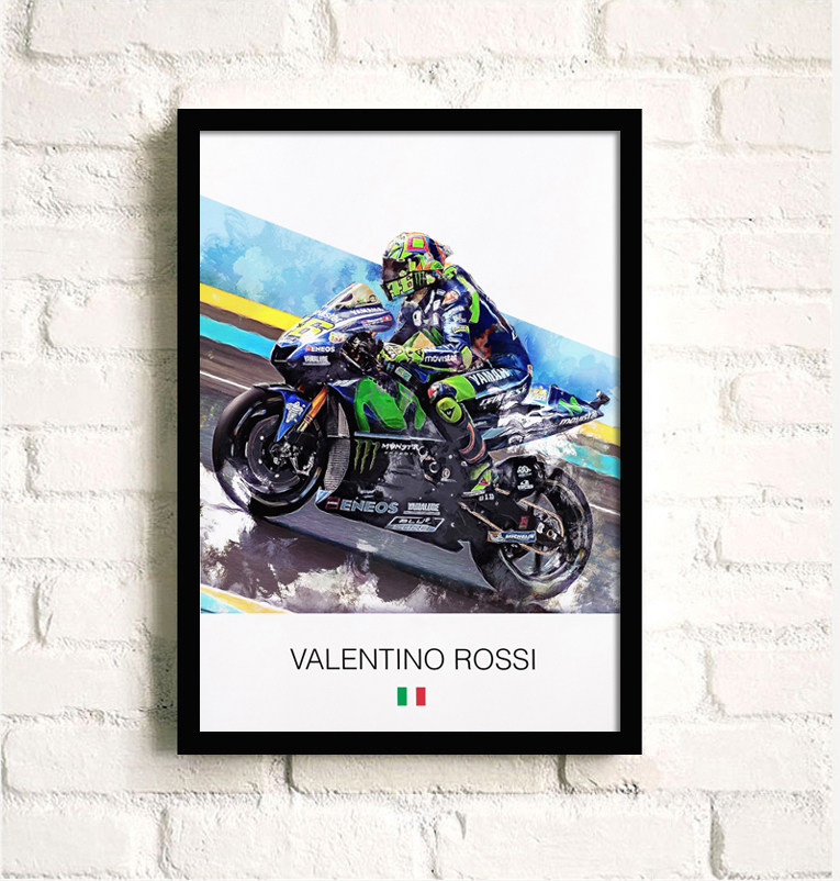 罗西摩托车赛车手海报框画装饰画机车摩托gp赛挂画现代装饰画