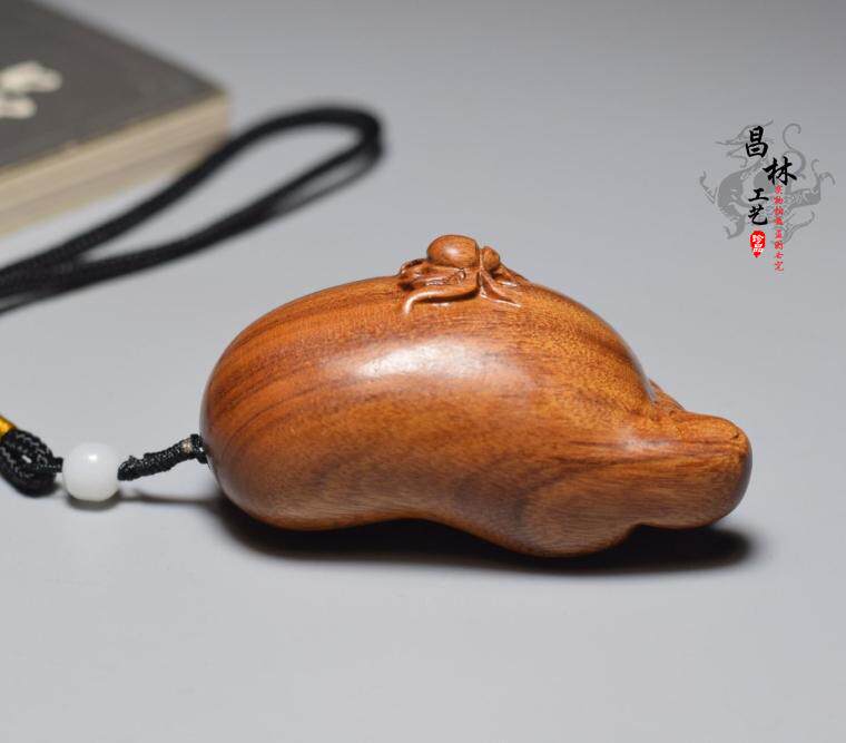 知足常乐手把件红酸枝实木文玩挂件蜘蛛红木雕刻木雕