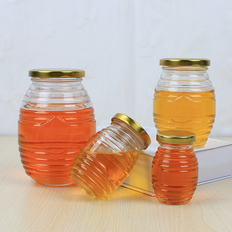 特价斤装螺纹蜂蜜玻璃瓶1000g蜂蜜瓶1斤装500蜂蜜玻璃瓶含高档盖