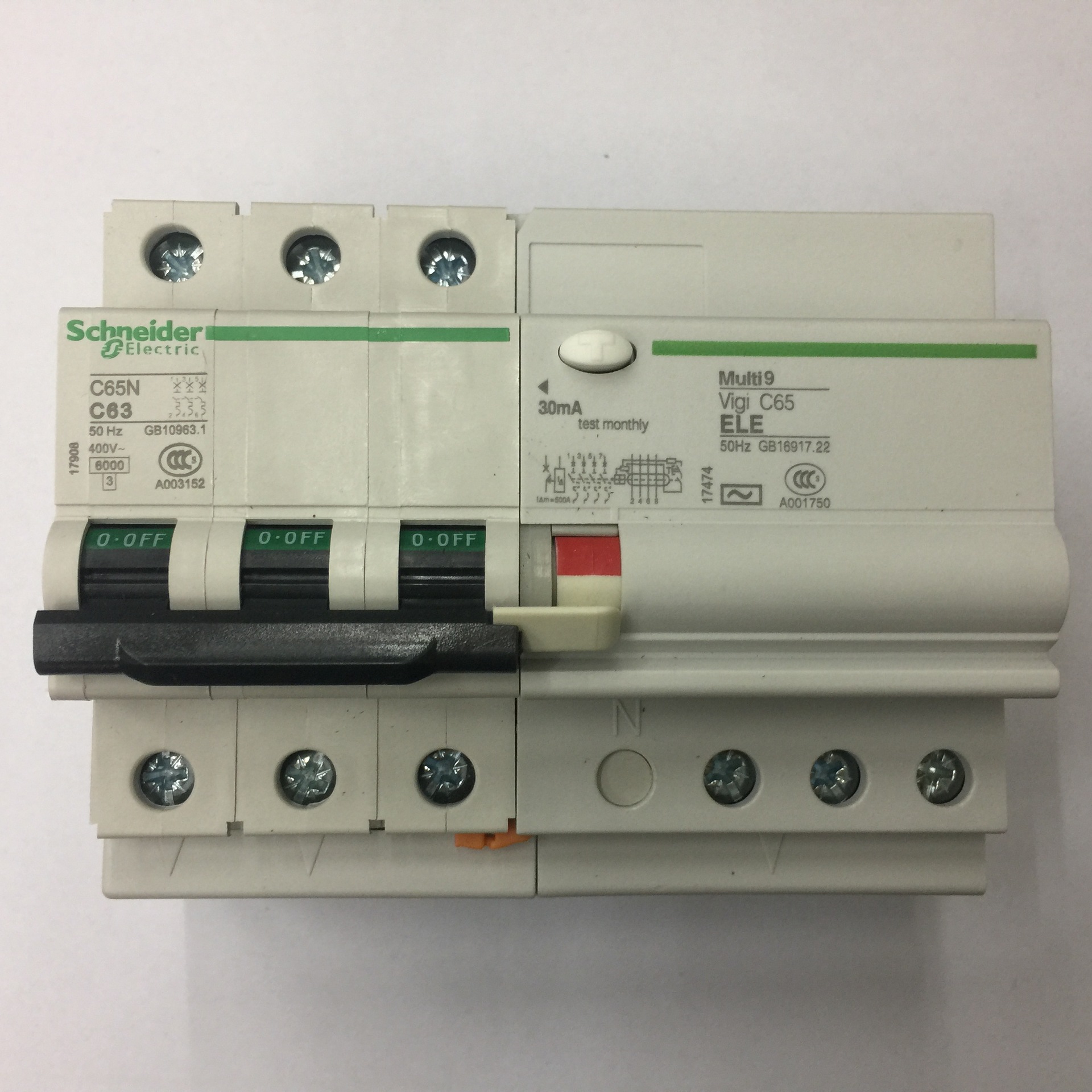 漏电原装正品c65n3pc6330ma施耐德小型开关漏电保护器