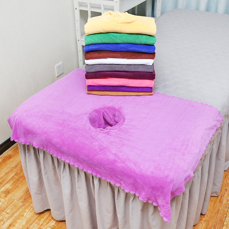 美容美容院浴巾理疗按摩床大毛巾专用床单带洞浴巾