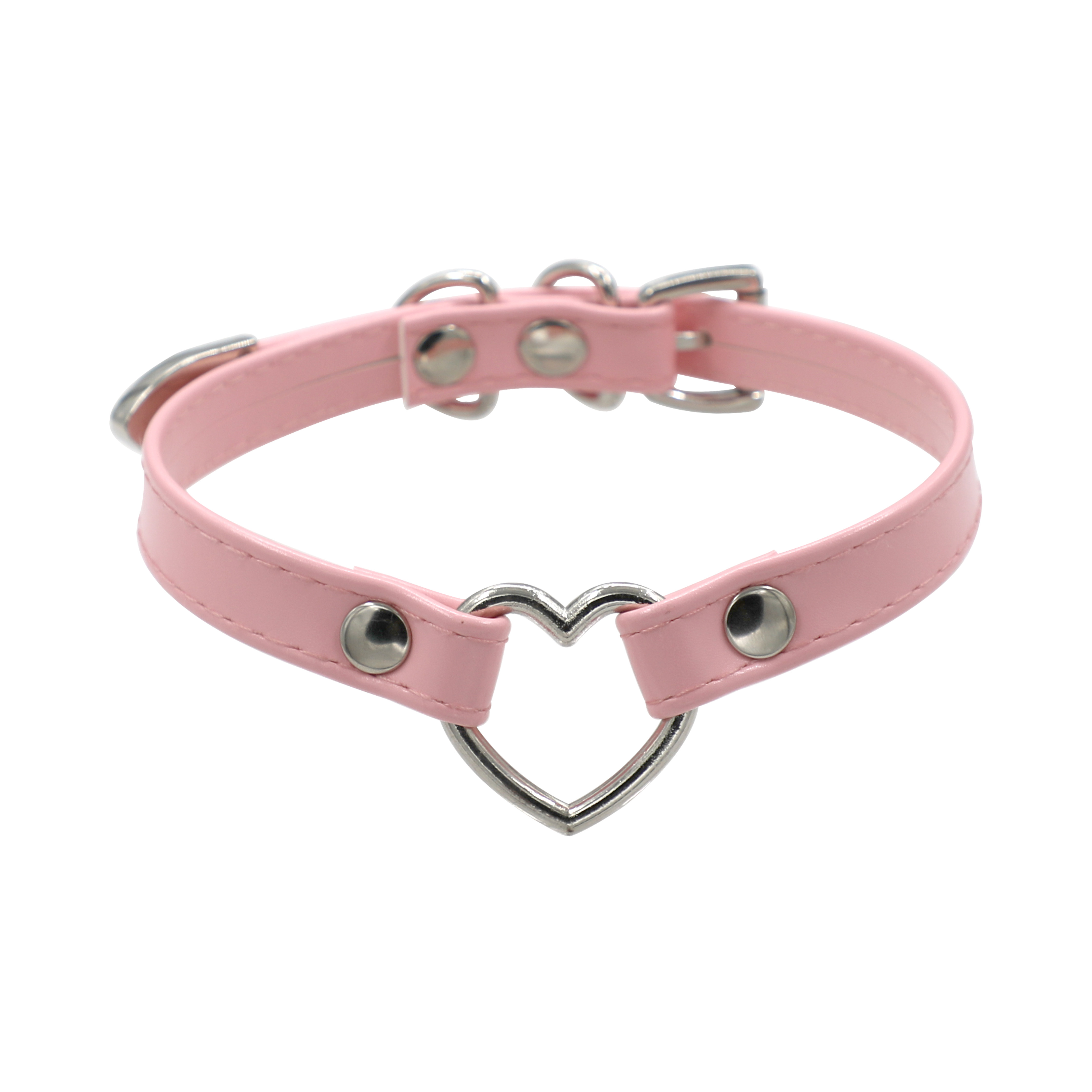 手作bay牛皮原宿爱心圆环皮质项圈脖环项链