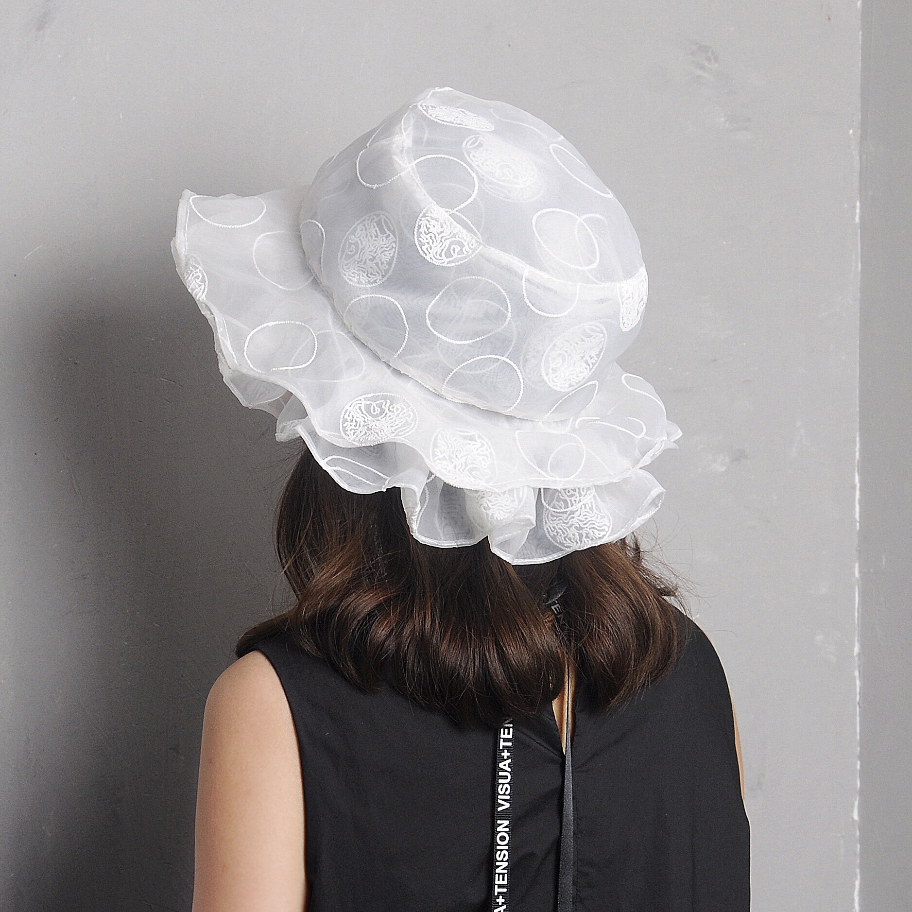 女帽yezi叶子小众个性蕾丝蕾丝花花朵玻璃网纱帽子