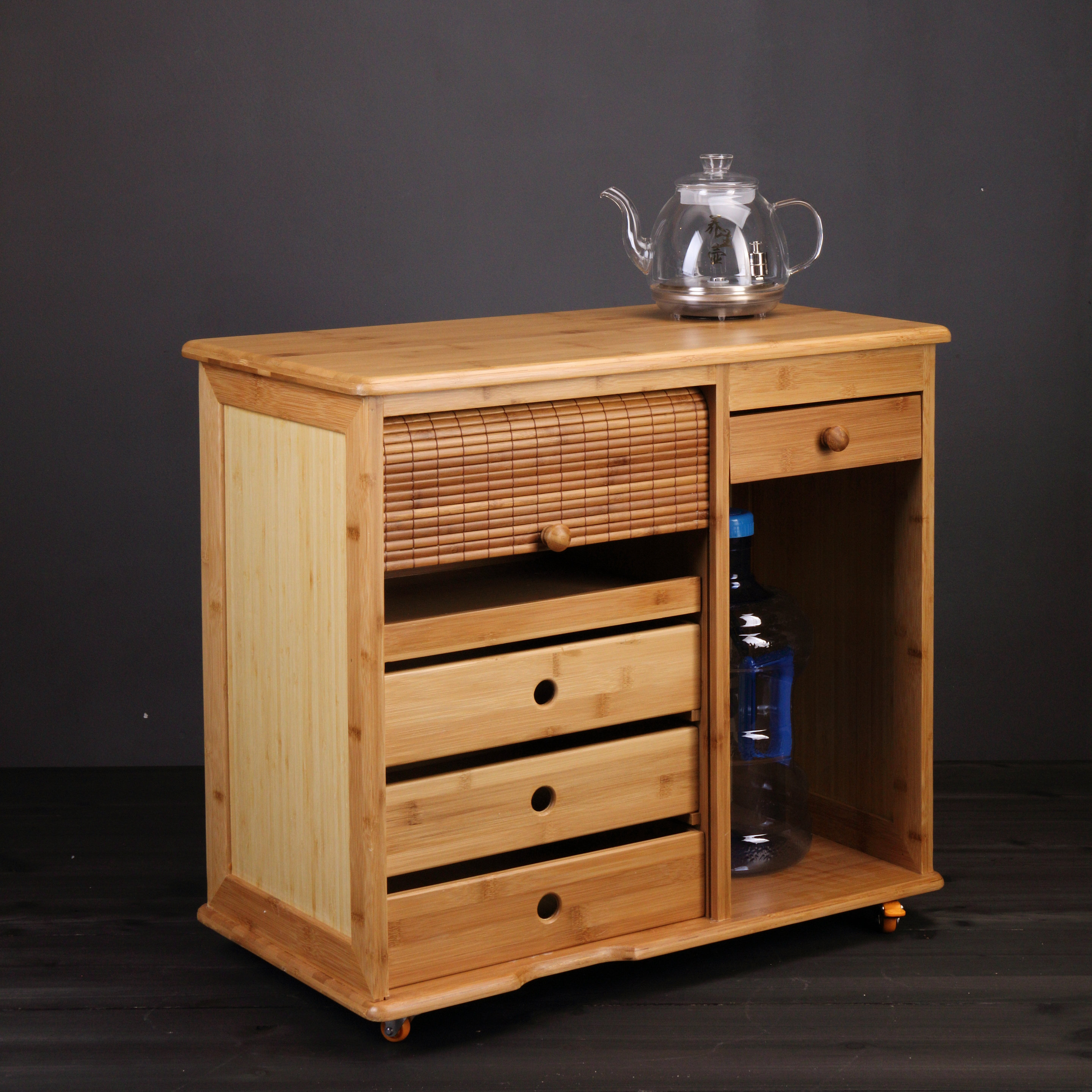 首页 痛风淘宝      竹子移动茶车茶水桌小茶车简约餐边柜茶柜子 茶水