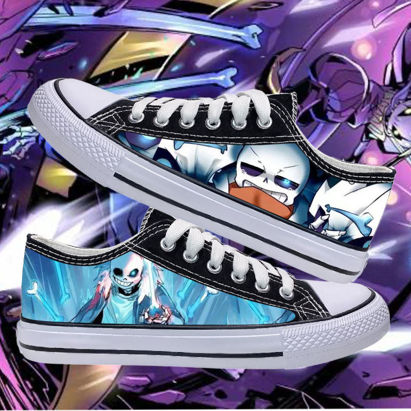 传说之下sans图案男孩鞋子春秋低帮帆布布鞋帆布鞋