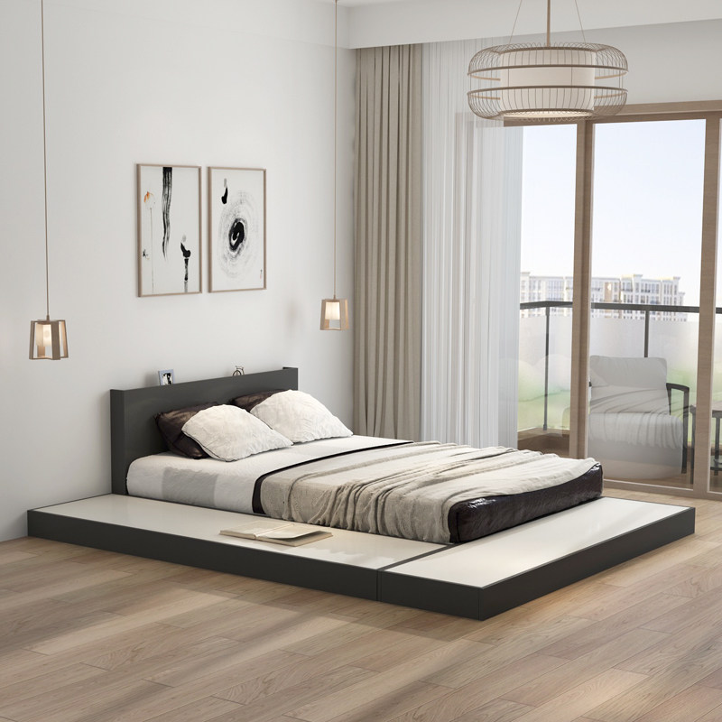 现代简约落地18米双人床日式矮床榻榻米小户户型15米板式床