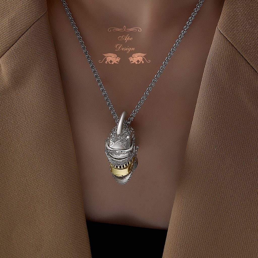 骑士knight盔甲头盔哥特特酷炫风男女项链吊坠项链