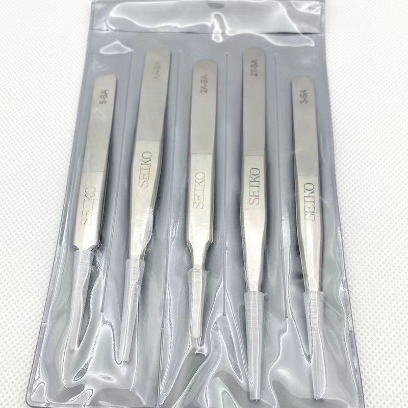 镊子修表工具日本seiko精工5支套装防磁全钢组合套装