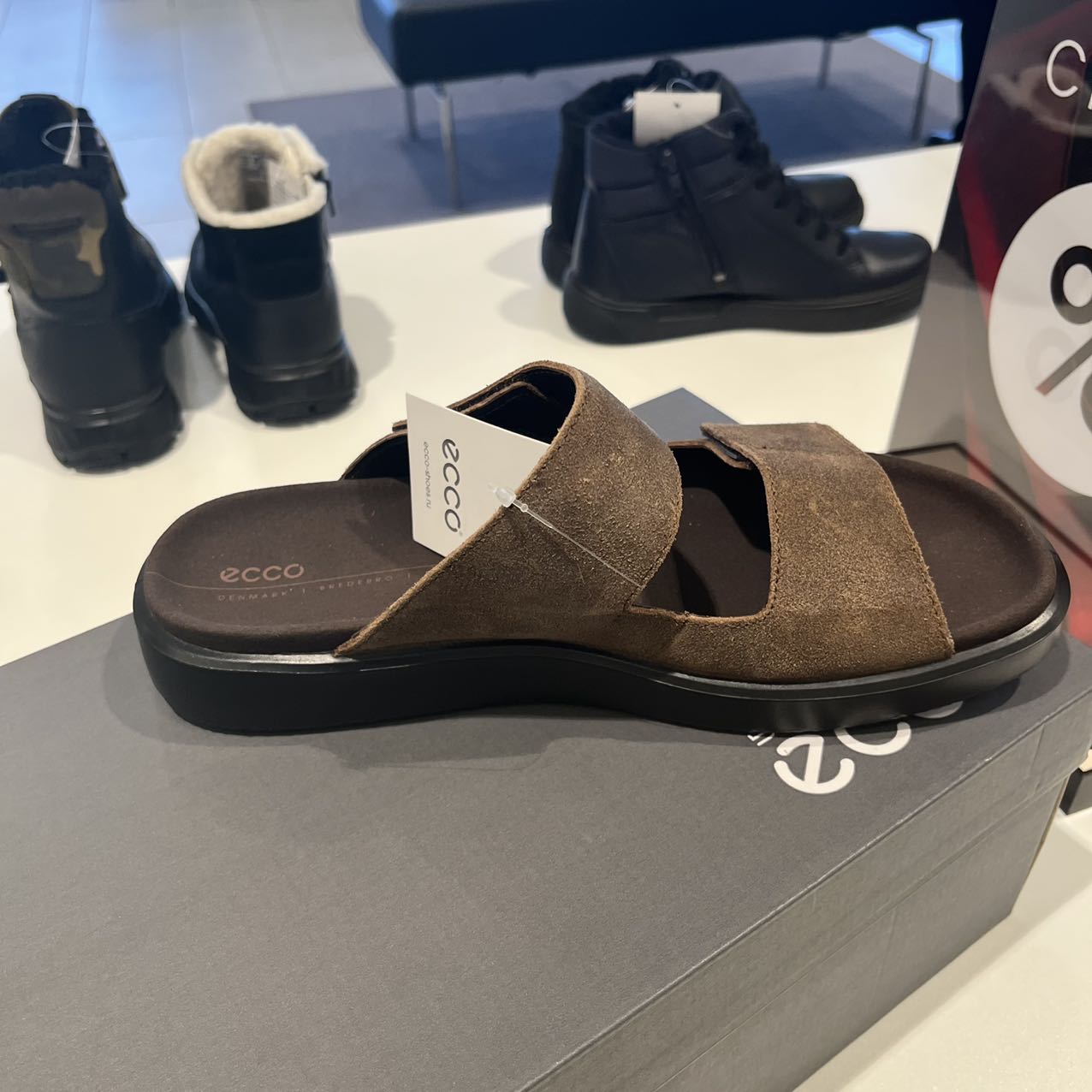 ecco爱步男鞋拖鞋高端磨砂牛皮春夏外穿魔术一字拖