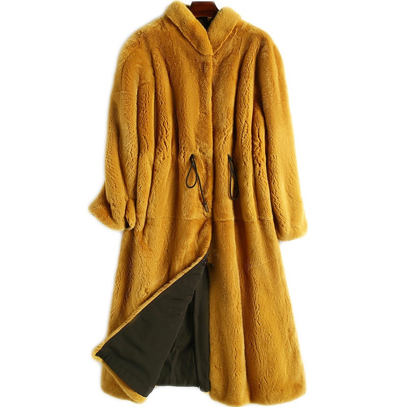 进口天鹅绒双面穿长款水貂毛皮草皮草貂皮大衣冬大码皮草