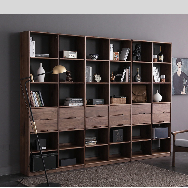 实木原木书柜家用卧室衣柜轻奢网红客厅书房组合书柜