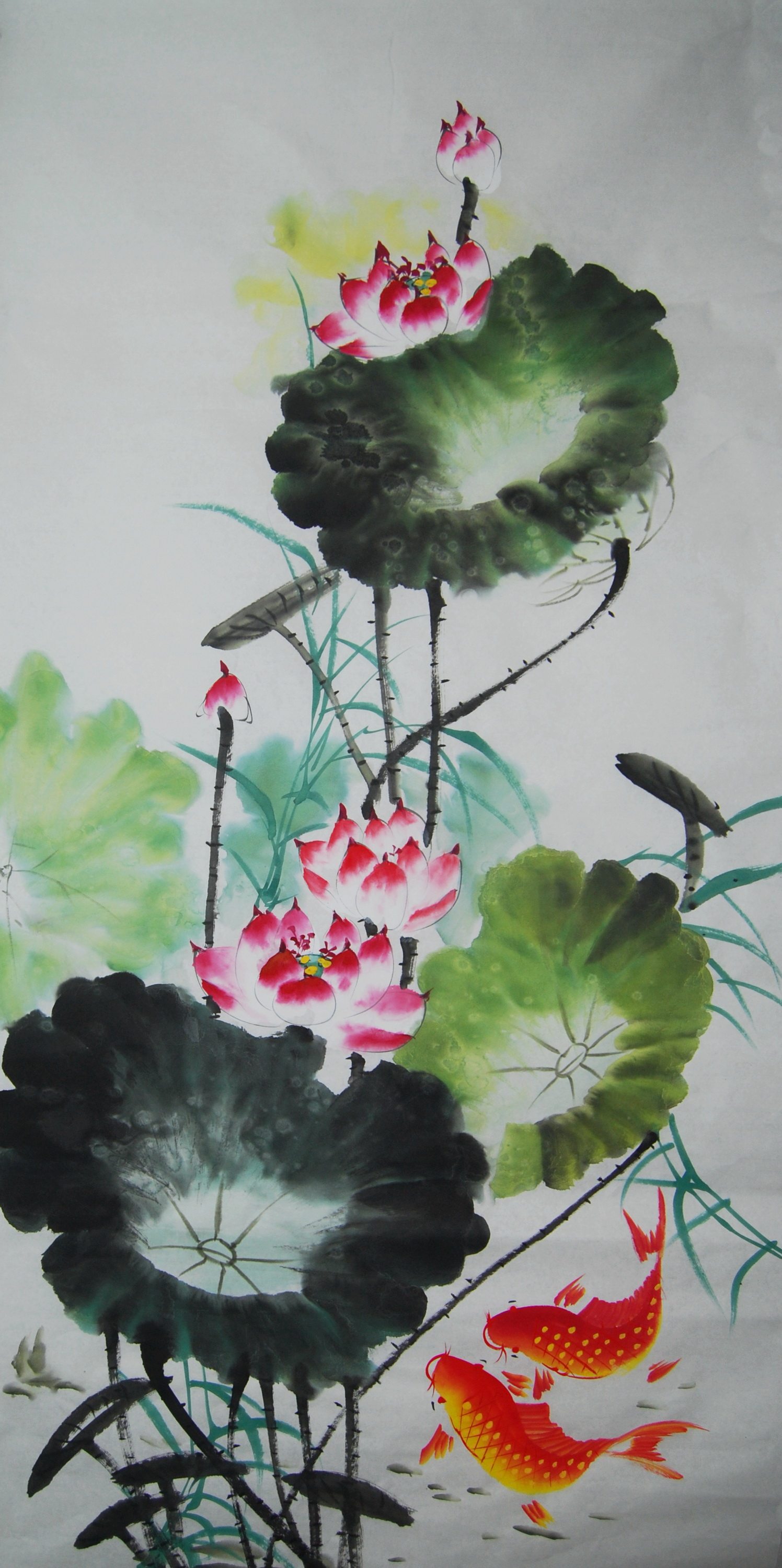 特价荷花水墨装饰画客厅有余连年鸳鸯六尺国画国画