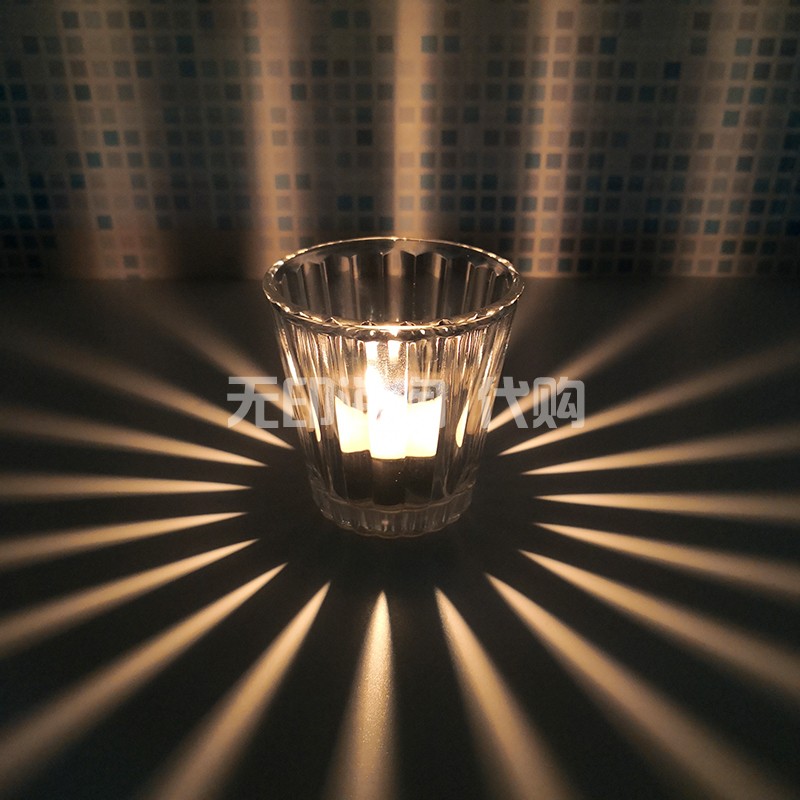 烛台muji无印良品玻璃杯折射光线透明茶色迷你蜡烛烛台