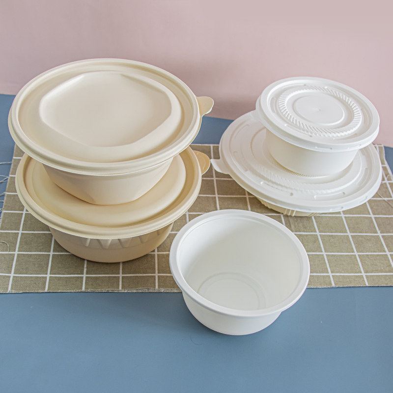 一次性餐盒碗带加厚玉米淀粉圆形大碗外卖打包一次性餐盒