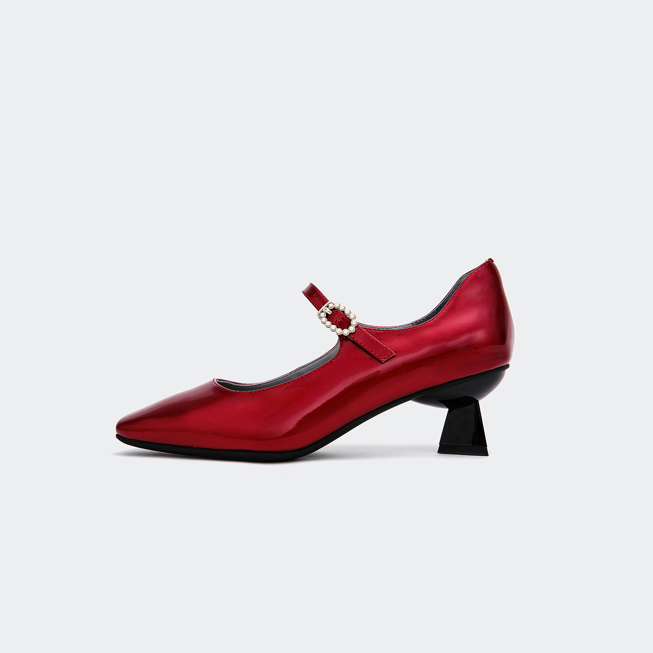 mio米奥女鞋春夏通勤仙女方头单漆皮中跟玛丽珍单鞋