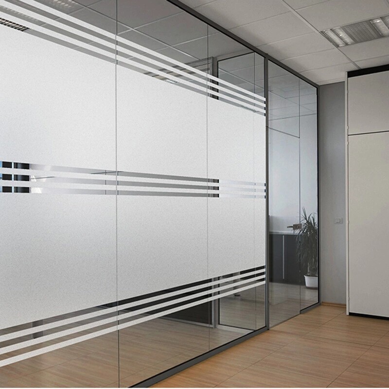 玻璃办公室隔断防窥装饰推拉门磨砂条纹贴膜窗户瓷砖