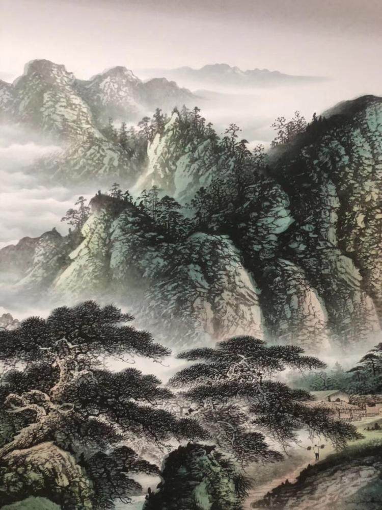 山水画聚宝盆国画靠山字画办公室客厅沙发背景装饰国画