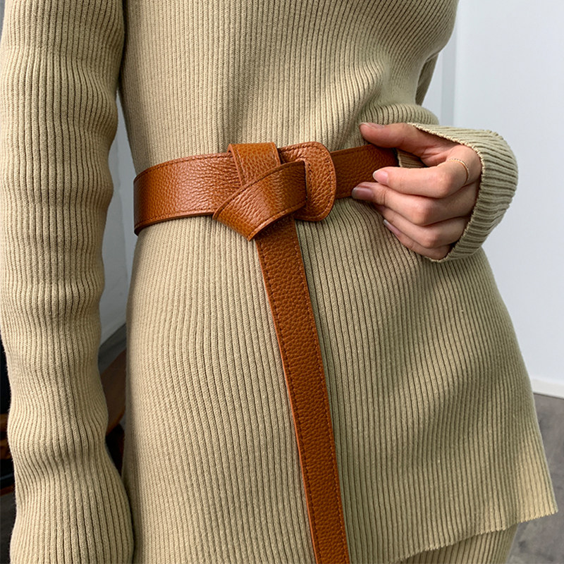 三木同款毛衣细腰带女士装饰百搭配连衣裙子西装收腰真皮时尚皮带