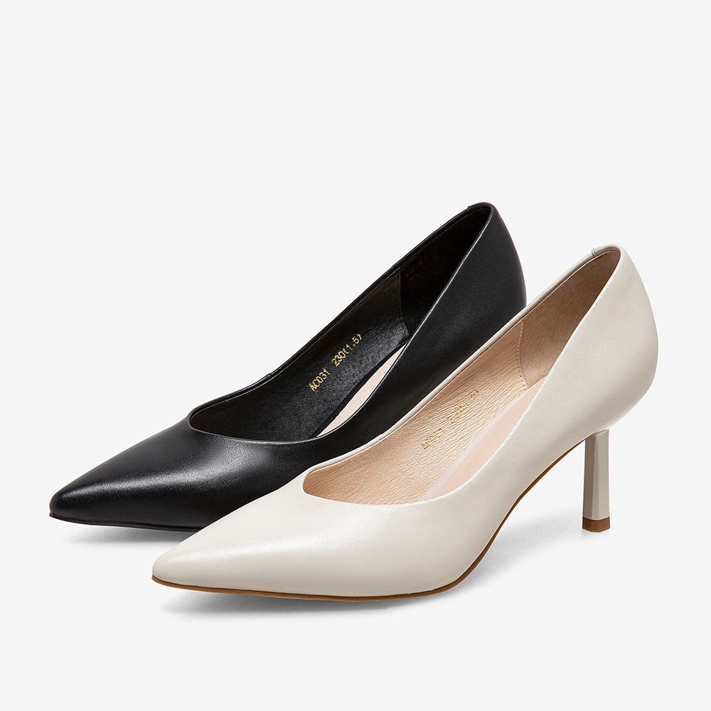 百思图2022春季新款商场同款尖头细跟高跟鞋浅口女单鞋ac031aq2