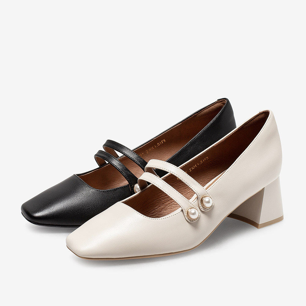 百思图2021秋季新款商场同款优雅气质玛丽珍鞋浅口单鞋