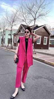 2022 Spring and Summer Style New Style Suit Tops Jacket Cropped Pants Two-piece Women Korean Style Loose Suit Vest Suit Trendy