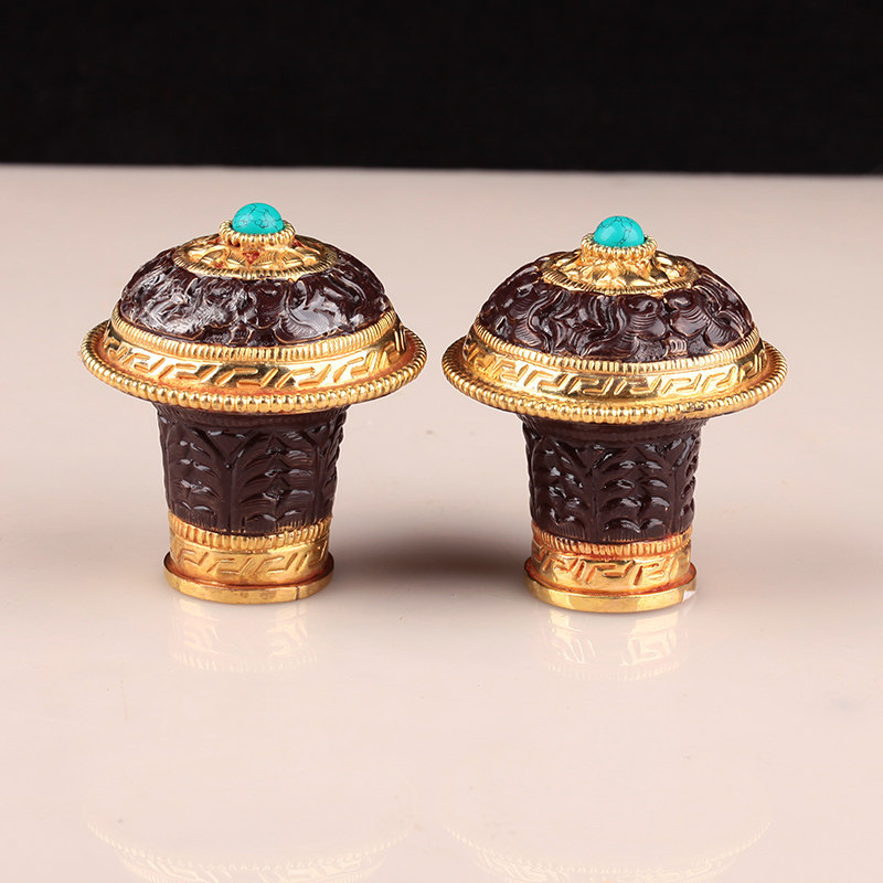 唐卡装饰轴头装裱尼泊尔鎏金纯铜挂画字画卷轴唐卡