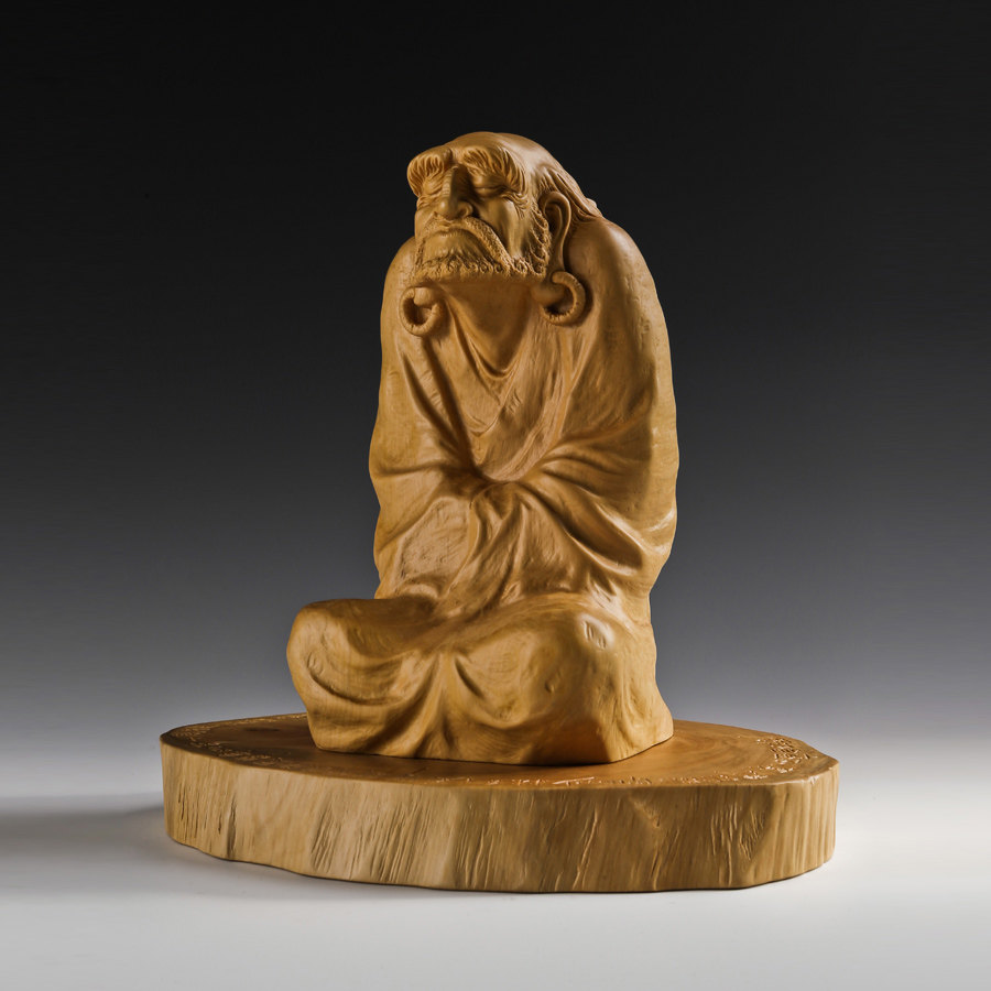 吴尧辉大师作品黄杨木雕达摩手工手工艺艺术珍藏木雕