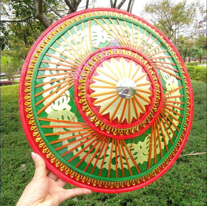 傣族新款手工斗笠舞蹈竹编帽子表演演出道具帽子