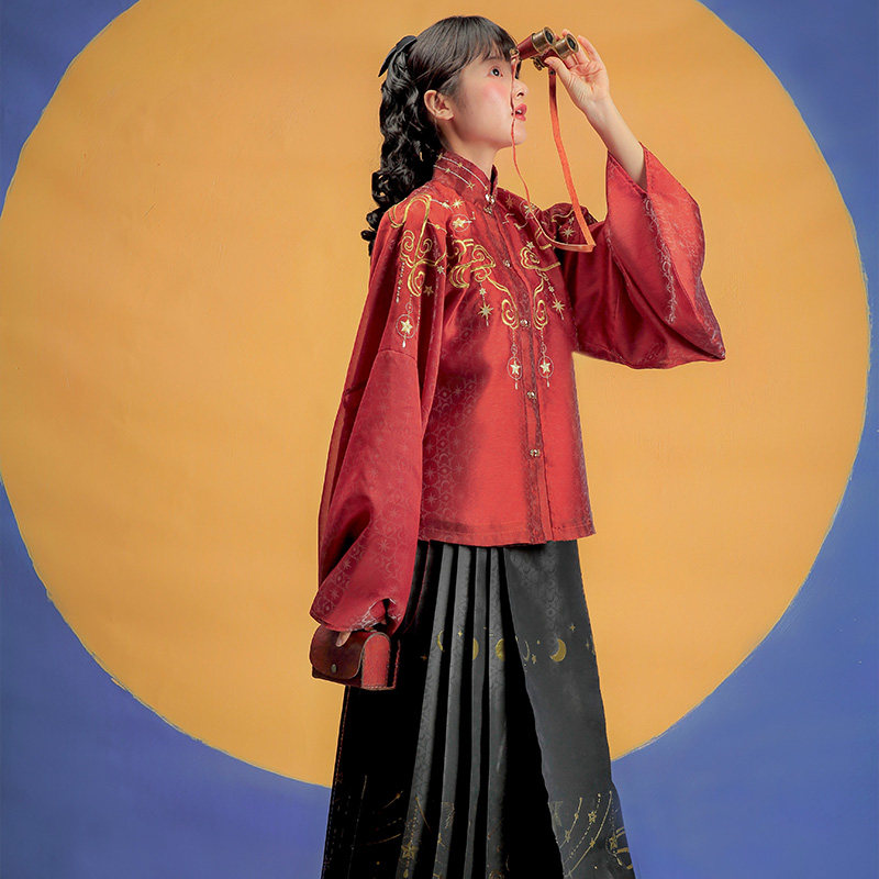徐娇织羽集【荧惑】2020秋季汉服女 明制竖领对襟袄 织金马面裙