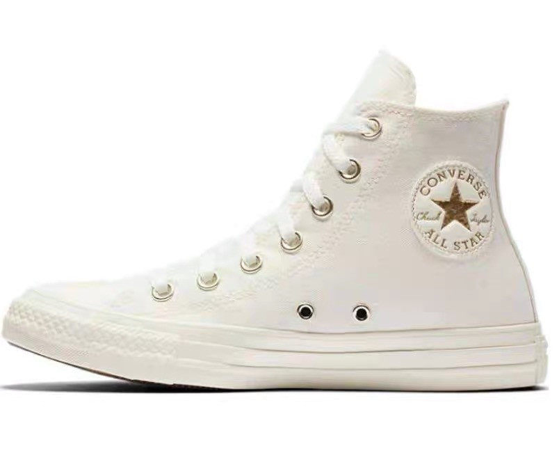converse匡威女鞋2021新款allstar冰淇淋金标白色帆布鞋