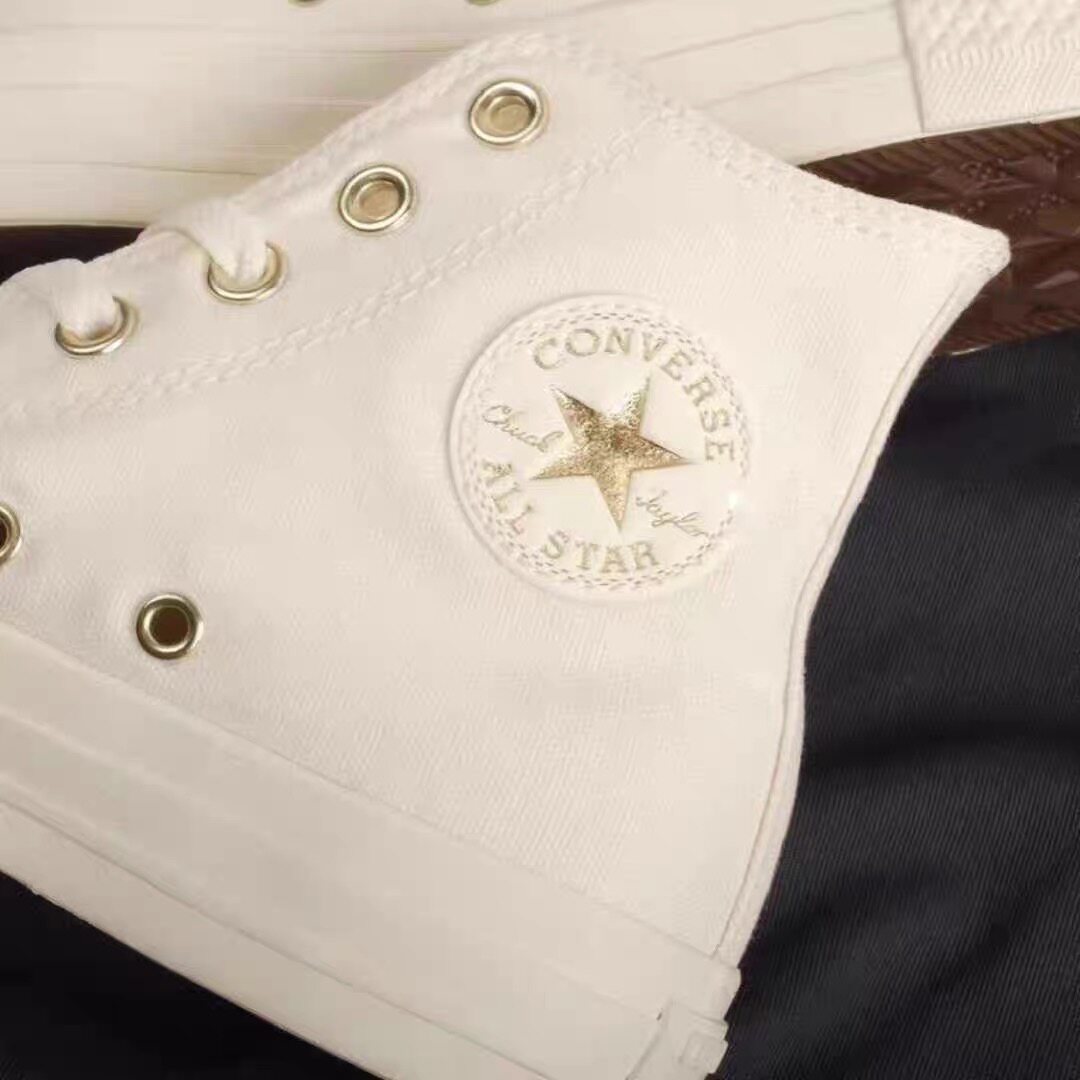 converse匡威女鞋2021新款allstar冰淇淋金标白色帆布鞋