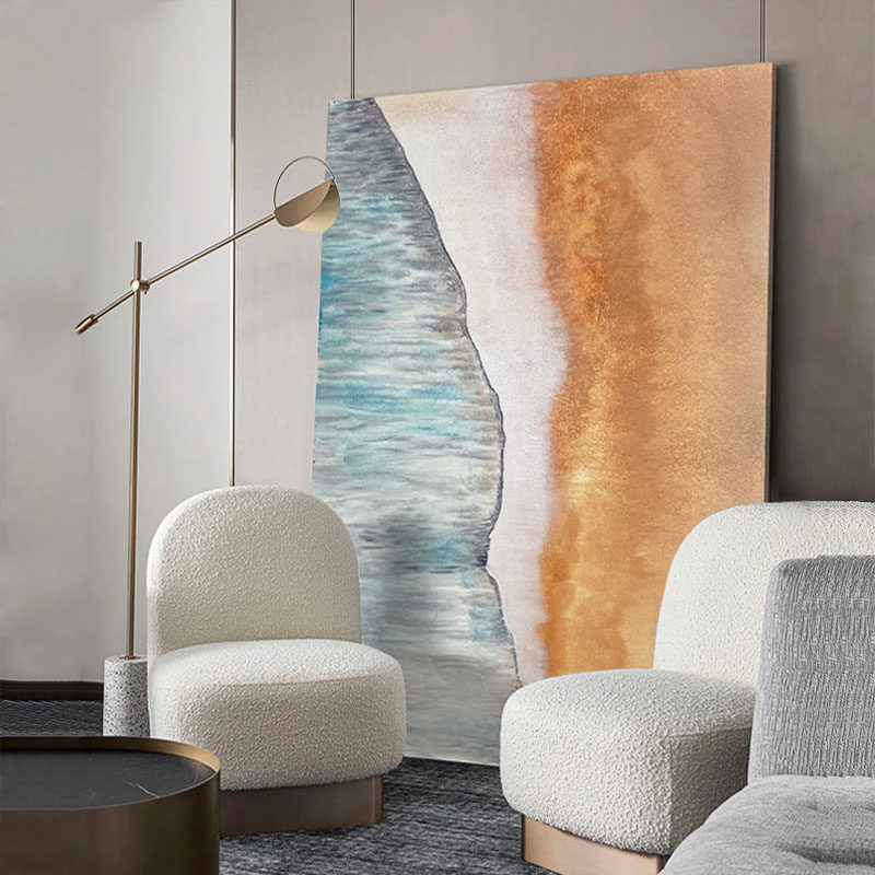 北欧原创手绘油画现代简约立体抽象客厅背景墙装饰画油画