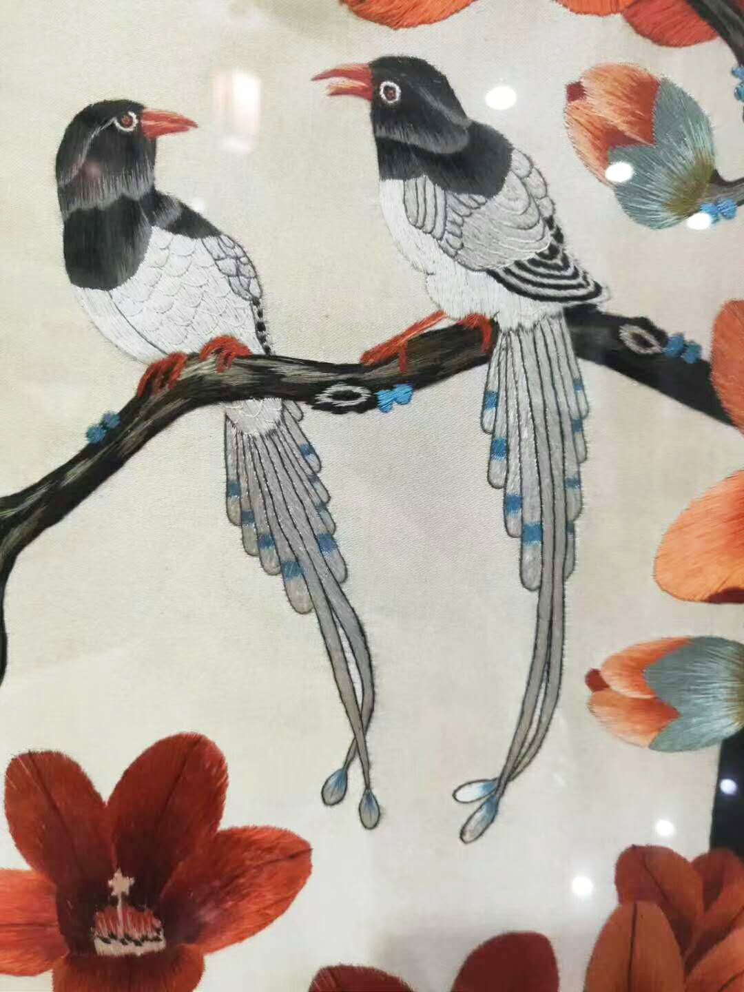 湘绣刺绣成品玄关画湘绣手工刺绣湘绣礼品湘绣挂画木棉花开