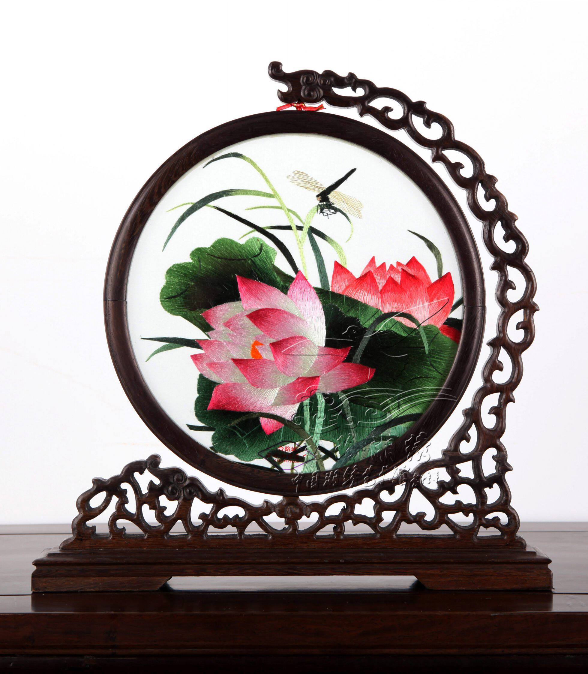 玉玲湘绣精品双面绣荷荷花正品保证厂家直销湘绣