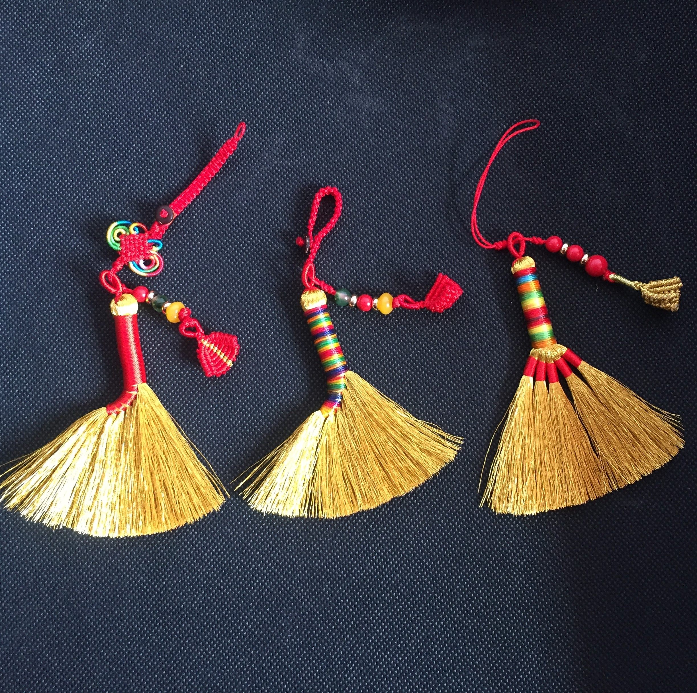 手工金线扫把挂件婴儿床宝宝扫帚家用畚斗簸箕扫把